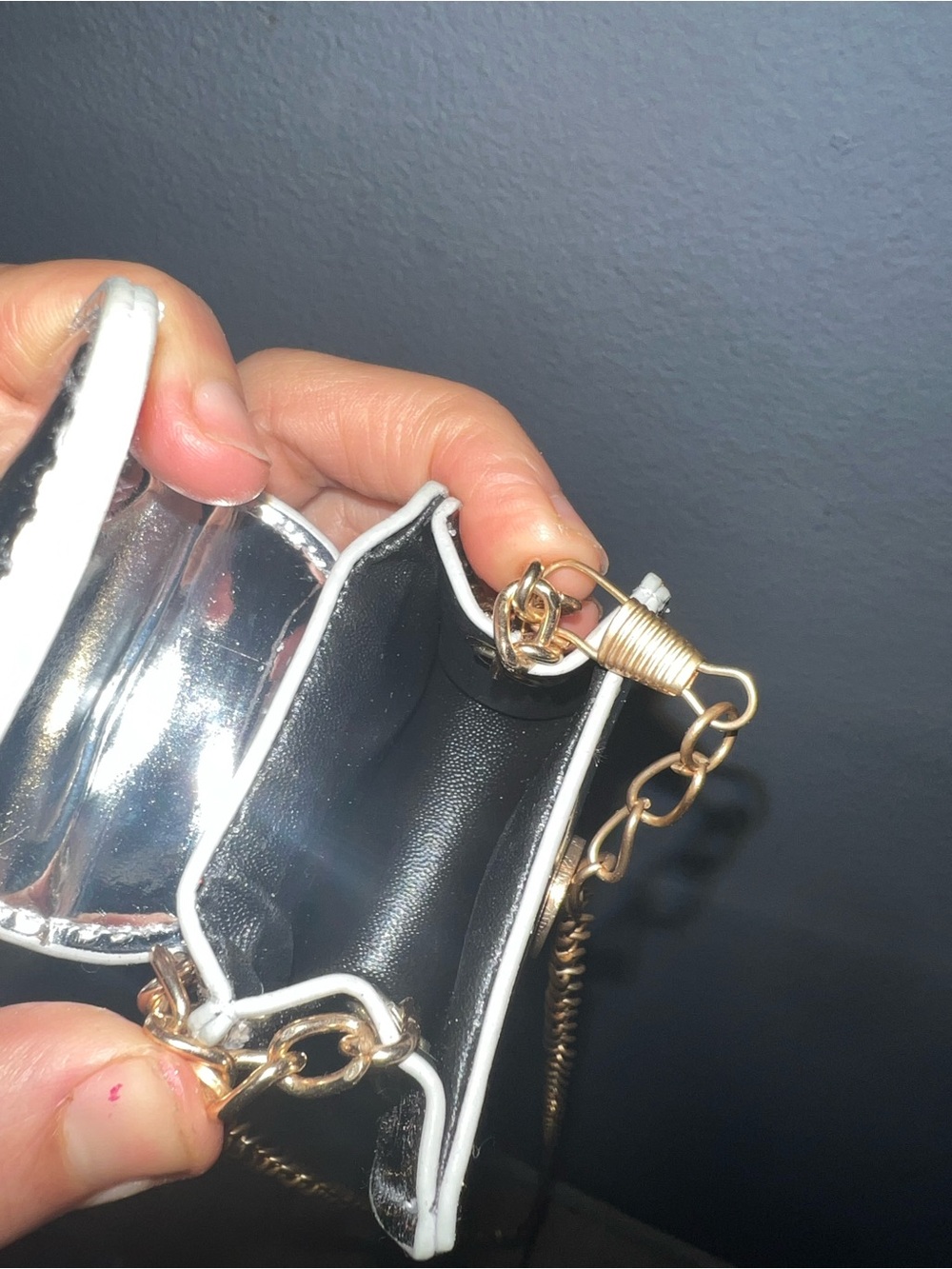 Silver coins Mini Crossbody Bag with Gold Chain - Picture 5 of 7